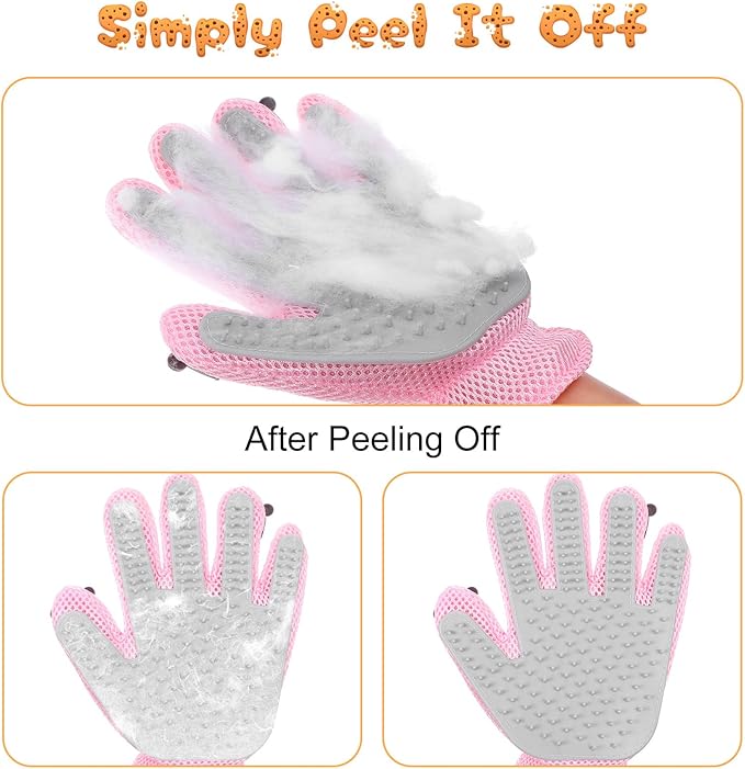 2 in 1 Pet Grooming Glove for Cats &amp; Dogs, Efficient Deshedding Brush Pet Long Short Fur Removal Glove, Gentle Massaging Puppy Kitten Bathing Grooming Brush Tool, Easy Clean Floating Hair Mitt