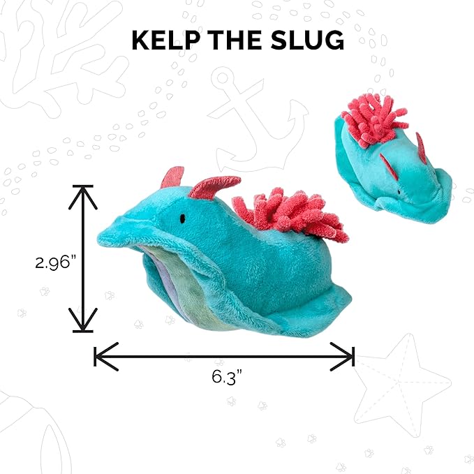 Furhaven 2-Pack Cat Toys w/ 2x Catnip Bags for Indoor Cats, Washable &amp; Durable w/ Refillable Catnip Pocket - Plush Sea Slug Cat Toy Set - Blue/Tie Dye, Set of 2