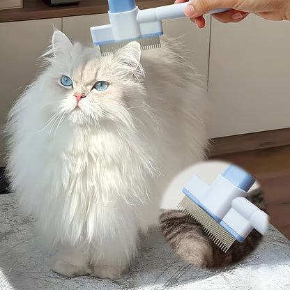 Cat Comb Pet Comb Self Cleaning Upgraded Cat Brush for Long Haired Cats &amp; Dogs, Pink