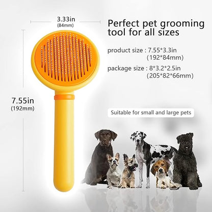Cat Hair Brush with Release Button for Indoor Cats, Cat Grooming Brush for Long or Short Hair Dogs, Cat Combs for Pet Massage Self-Cleaning Cat Hair Brush
