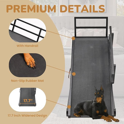 Dog Ramp for Bed, 5 Level Adjustable Dog Ramp for High Beds, Upgrade Rubber Mat High Traction Ramp with Safety Rails, Folding Pet Ramp for Bed, Couch,SUV, Natural Wood Pet Ramp for Small &amp; Old Dogs