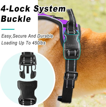 BARKBAY No Pull Dog Harness Large Step in Reflective Dog Harness with Front Clip and Easy Control Handle for Walking Training Running(Purple,L)