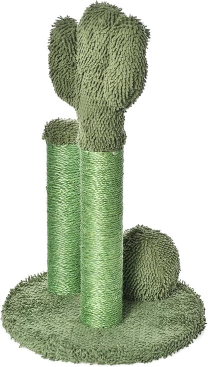 Amazon Basics Cat Scratcher - Indoor Cactus Triple Posts Cat &amp; Kittens Scratching Post with Dangling Ball, Large (27"H) - Green
