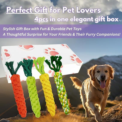4PCS Mixed Color Woven Pet Chew Set (Yellow, Green, Orange, Rainbow), Dog Chew Toys, Cat Teething Toys, Durable &amp; Safe Interactive Pet Toys