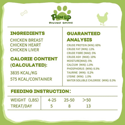 Freeze Dried Dog Treats,Chicken Breast&amp;Organs Recipe Raw Dog Food Topper, High Protein Freeze-Dried Food for Cats, Rawhide Free, Gluten&amp;Grain Free, 5.3oz