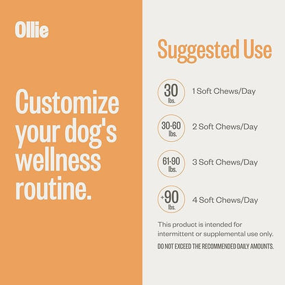 Ollie Dog Skin &amp; Coat Supplement, Soothes Irritated Skin, Promotes Healthy &amp; Shiny Fur &amp; Coat, 60 Count Appx.
