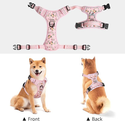 Timos No Pull Dog Harness, Release at Neck Reflective 3 Snap Buckles Adjustable No Choke Pet Vest with Front &amp; Back 2 Leash Clips, Soft Padded Control Training Handle for Small Medium Large Dogs