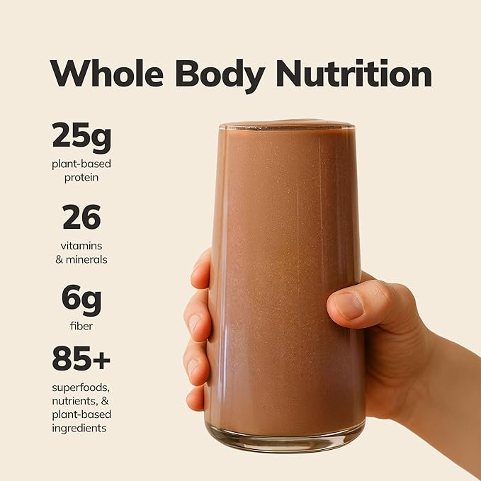 Ka’Chava Whole Body Meal Shake Chocolate 2 lb – Vegan Protein Powder with 85+ Superfoods &amp; Greens – Plant-Based Meal Replacement with Probiotics &amp; Digestive Enzymes – Gluten &amp; Dairy Free (15 Servings)
