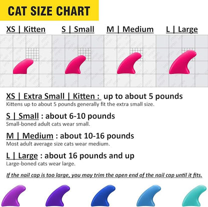 zetpo 100 pcs Cat Nail Caps | Cat Claw Covers | with Adhesives and Applicators (L, Purple, Violet, Blue, Sky Blue, Turquoise)