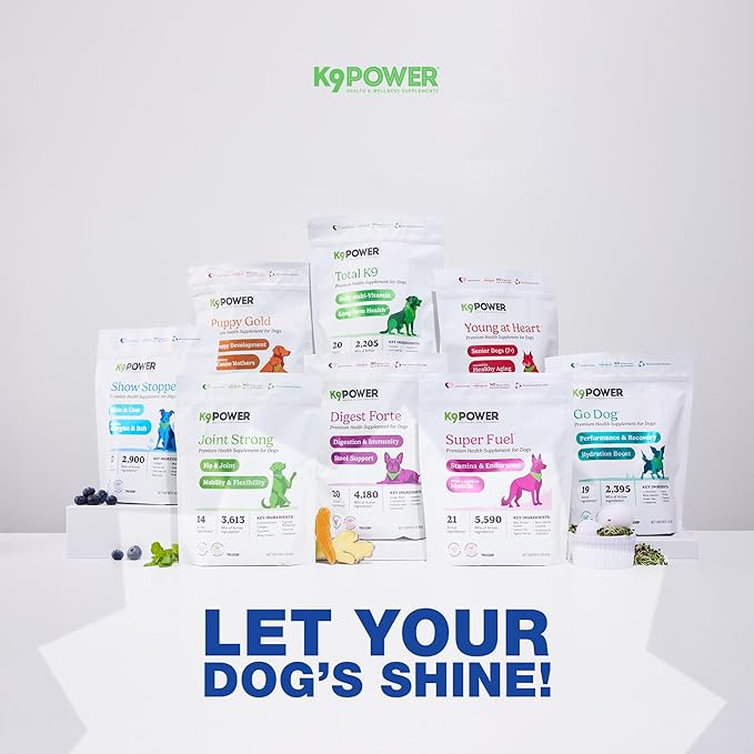 K9 Power Show Stopper for Dogs 1lb – Boosts Coat Shine &amp; Promotes Healthy Skin Tone - Strengthens Immune System - Enhances Digestive Health