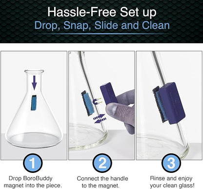 SNOWTREE Magnetic Glass Cleaner BoroBuddy | Glass Pieces, Bottles, Vases | Compact Design for Tighter Spaces &amp; Smaller Glass Pieces | Double Sided | Purple