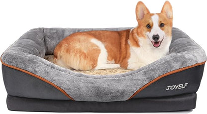 JOYELF Medium Memory Foam Dog Bed Orthopedic Dog Bed &amp; Sofa with Removable Washable Cover and Squeaker Toy as Gift