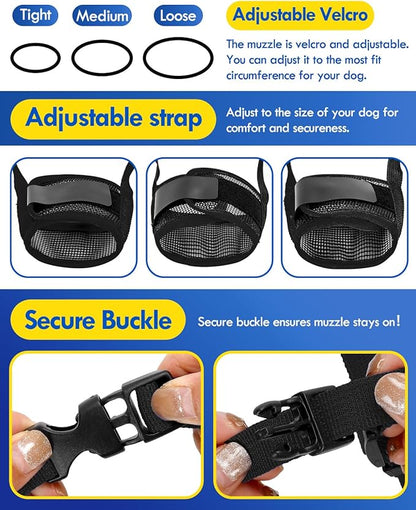 Dog Muzzle, Soft Air Mesh Muzzle for Small Medium Large Dogs Anti Biting Barking Chewing, Breathable Drinkable Adjustable Loop Pets Muzzle for German Shepherd Husky Labrador Retriever (Black,L)