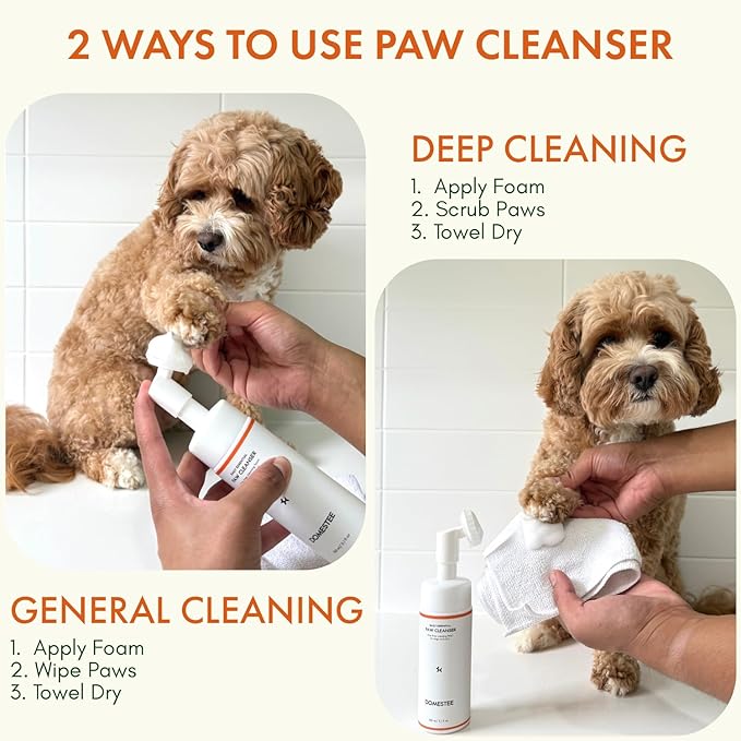 Dog Paw Cleaner | Gentle &amp; PH-Balanced | Dog Paw Wash for All Breeds | Nourishing Formula with Aloe Vera | Portable &amp; Easy-to-Use | Paw Cleaning Foam with Silicone Brush - 5.1 Fl Oz