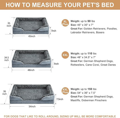 WNPETHOME Dog Beds for Large Sized Dogs, Washable Orthopedic Dog Couch Sofa Bed with Waterproof Lining &amp; Non-Skid Bottom for Pet Sleeping