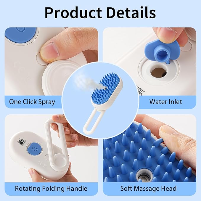 Cat Steam Brush for Shedding,4 in 1 Grooming Brush for Cats and Dogs,Deshedding,Massage,Cleaning &amp; Anti-Static All In One,Suitable for Long &amp; Short Haired Pets,Includes Waterless Shampoo,Yelow