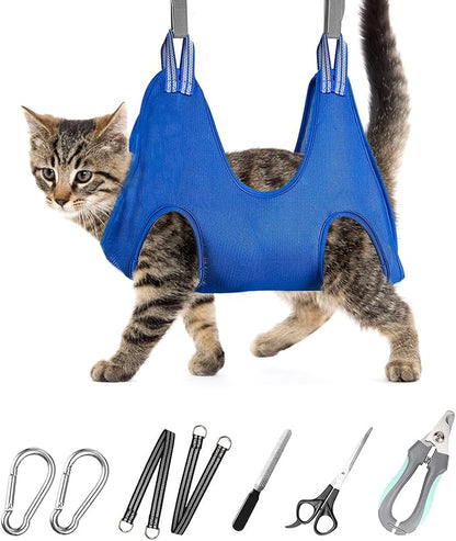 Pet Grooming Hammock for Small Dogs &amp; Cats - Nail Trimming Sling with Clippers, Nail File, &amp; Scissors - XXS Hanging Grooming Harness for Safe &amp; Easy Nail Care