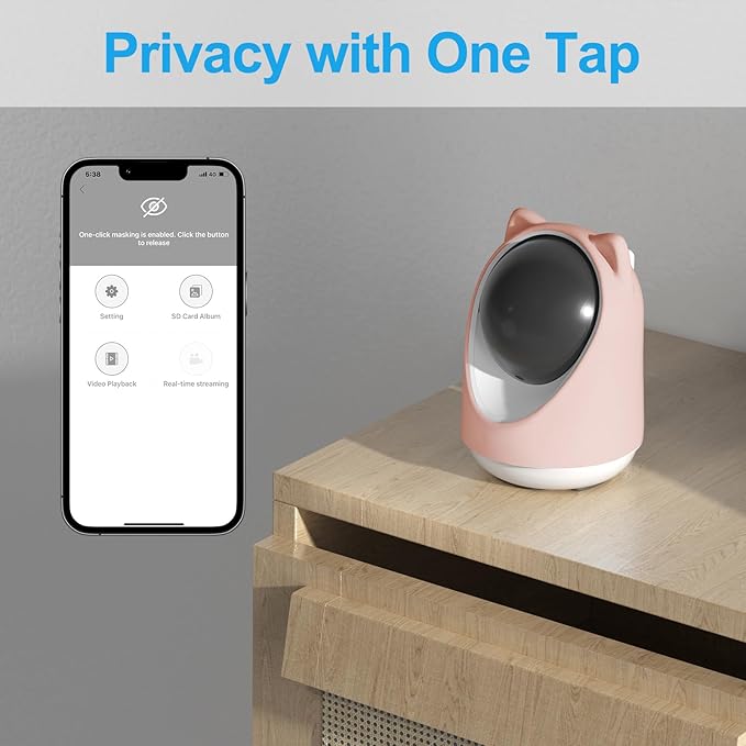 Indoor Camera, Cameras for Home Security,Home Cameras Indoor for Baby&amp;Pet Monitoring,Night Vision,Smart Motion Tracking, Pan360° &amp; Tilt 180°, 3MP Wi-Fi Two-Way Audio （Pink