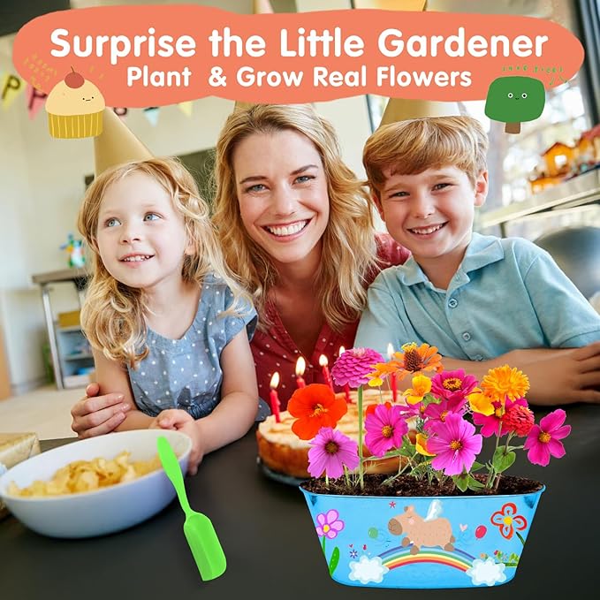 IELEK Paint &amp; Plant Growing Flower Garden Kit for Kids - Arts and Crafts Gardening Set Easter Gifts Kit for Girls &amp; Boys Ages 5, 6, 7, 8, 9, 10, 11 &amp; 12 Year Old