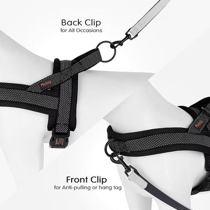 Didog No Pull Dog Harness with Breathable Mesh Padded, Full Reflective &amp; Quick Fit Adjustable Vest Harness, Easy for Training Walking for Small &amp; Medium and Large Dogs (Black, L:Chest 26-32")