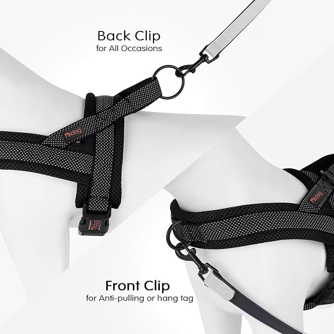Didog No Pull Dog Harness with Breathable Mesh Padded, Full Reflective &amp; Quick Fit Adjustable Vest Harness, Easy for Training Walking for Small &amp; Medium and Large Dogs (Black, S:Chest 18-22")