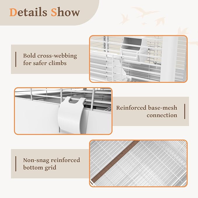 Clear View Bird Cage with Play Top, Modern Rolling Flight Cage for Parakeets, Cockatiels, Conures, Lovebirds, White Parrot Cage with 0.4" Bar Spacing, Slide-Out Tray &amp; Accessories
