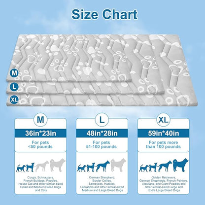 BEAUTYZOO Upgrade Dog Cooling Mat Extra Large, Reversible Self-Cooling Mat for Dogs, Thicken Pet Ice Cool Pad Blanket for Summer Kennel Sofa Bed Floor Car Seat, Machine Washable&amp;Foldable, 48"x28"
