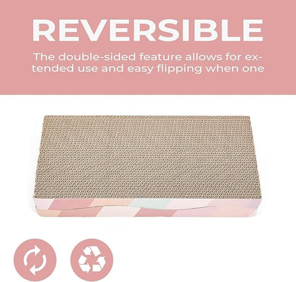 Cat Scratching Board cat Scratcher Cat Scratch Pad Cardboard cat scratchers for Indoor Cats Reversible Large Wide Corrugated with Catnip(2pcs)