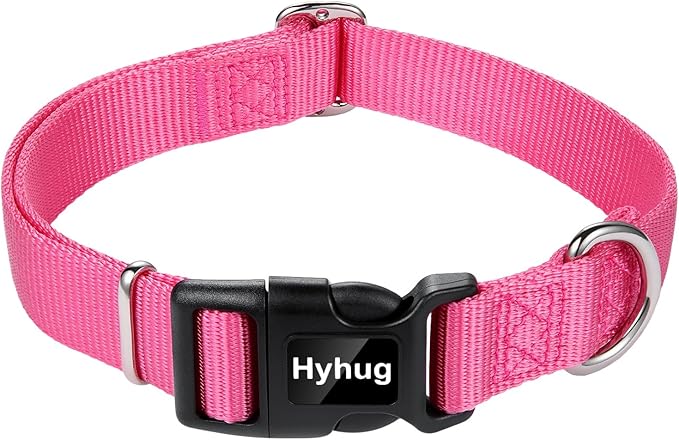 Hyhug Small Dog Collar Quick-Release Pink| Heavy-Duty Nylon Puppy Collar, Adjustable &amp; Durable Pet Supplies for Boy &amp; Girl Dogs (Small, Candy Pink)
