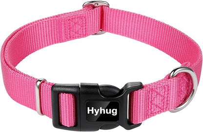 Hyhug Small Dog Collar Quick-Release Pink| Heavy-Duty Nylon Puppy Collar, Adjustable &amp; Durable Pet Supplies for Boy &amp; Girl Dogs (Small, Candy Pink)