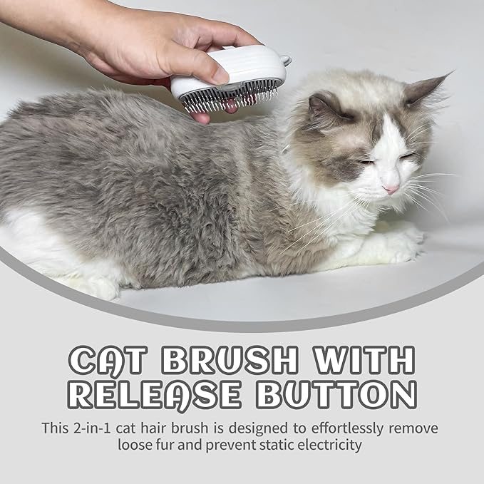 3-in-1 Rechargeable Steam Brush for Cats &amp; Dogs - Anti-Static Spray Pet Grooming Brush with Warm Mist Massage, Hair Shedding Control, Detangling Comb &amp; Cleaning Tool for Effective Deshedding