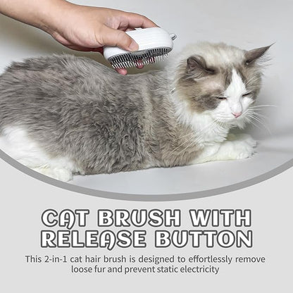 3-in-1 Rechargeable Steam Brush for Cats &amp; Dogs - Anti-Static Spray Pet Grooming Brush with Warm Mist Massage, Hair Shedding Control, Detangling Comb &amp; Cleaning Tool for Effective Deshedding