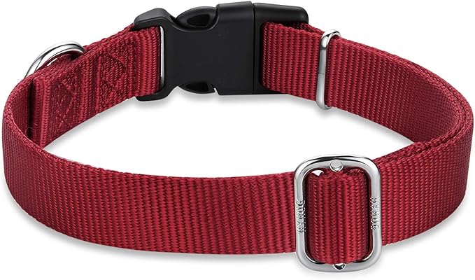Hyhug Dog Collar for Large Dogs, Heavy Duty Red| Quick Release Nylon Buckle Collar, Adjustable &amp; Durable Pet Supplies for Boy &amp; Girl Dogs (Large, Red)