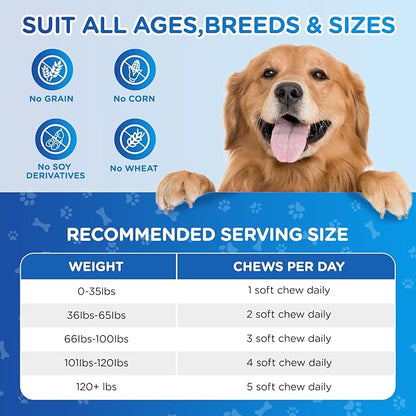 Dog Hip and Joint Supplement,100 Count,Chicken Flavor,Pain and Inflammation Relief Chews with Glucosamine, MSM, Vitamin C, Omega 3,Treats Hip Dysplasia, Arthritis,for Hip &amp; Joint Health, Pain Relief
