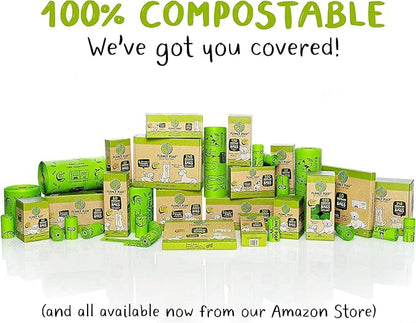 PLANET POOP Home Compostable Dog Poop Bags Extra-long with Handles 240 Un-Scented Pet Waste Bags Plastic Free, Thick Leakproof Plant-Based Doggy Bag, Cats &amp; Dogs Pet Supplies