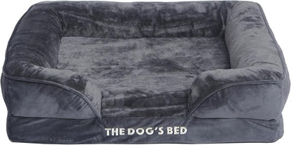 The Dog’s Bed, Orthopedic Standard Foam Waterproof Dog Bed with Standard Support, Medium Grey Plush, Waterproof, Supportive Dog Bed with Replaceable Covers, Veterinary Approved