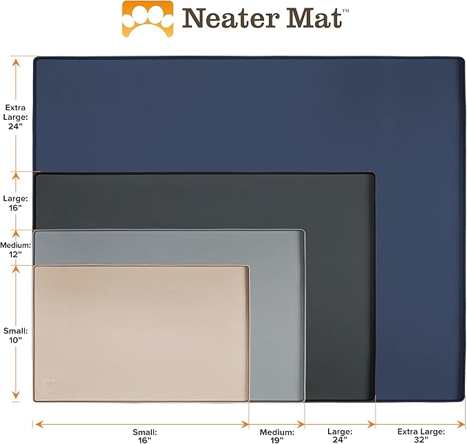 Neater Pet Brands Neater Mat Pet Mats for Food and Water, Cat &amp; Dog Bowl Mat Waterproof Silicone, Feeding Tray, Dog Food Mats for Floors, Placemat w/Raised Edge for Under Bowls, 19” x 12”, Light Pink