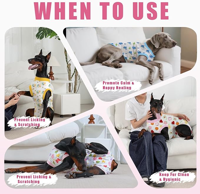 Recovery Suit for Dogs After Surgery, Professional Dog Surgical Suit for Female Spay, Male Neuter, E-Collar &amp; Cone Alternative Dog Onesie for Abdominal Wounds Skin Disease, Jellyfish, XS