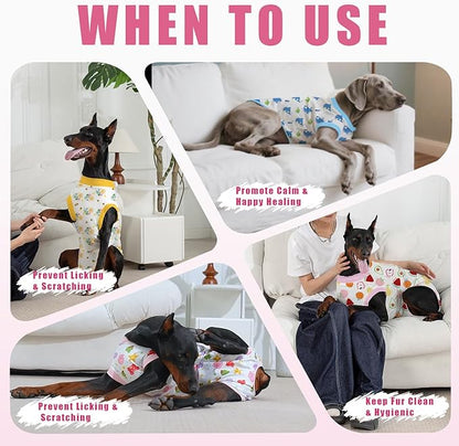 Recovery Suit for Dogs After Surgery, Professional Dog Surgical Suit for Female Spay, Male Neuter, E-Collar &amp; Cone Alternative Dog Onesie for Abdominal Wounds Skin Disease, Jellyfish, XXL