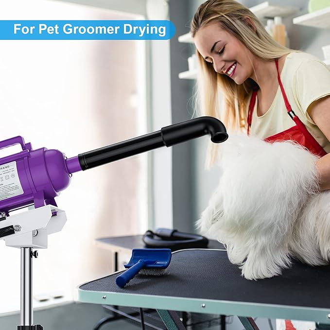 Burano Dog Dryer Stand, 4.3HP Variable Air Speed &amp; Heat Pet Dryer with Stand, High Velocity Dog Pet Stand Grooming Dryer, Fluffy Dry