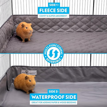 Paw Inspired Critter Box | Washable Guinea Pig Cage Liners with Raised Sides | Fleece Bedding for Guinea Pigs Rabbits, Hamsters, Small Animals | Edge Protected Pee Pads (2x4 (12" Grids))