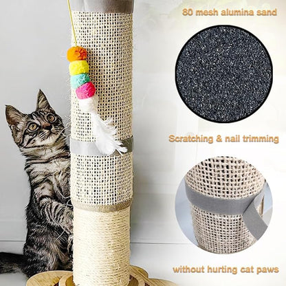 Cat Nail File Scratcher, Sisal Cat Scratch Pad Wrapped Around a Cat Scratcher Post or Cat Tower, Cat Nail File with 80 Aluminum Oxide Grit, to Help Protect Furniture and Help Trim Cat&