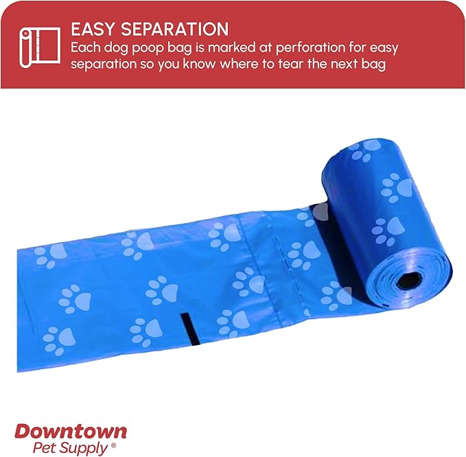 Downtown Pet Supply Rainbow Paw Print Poop Bags (2200 CT &amp; 2 Dispensers) - Leak-Proof, Unscented, Clips to Leashes &amp; Harnesses