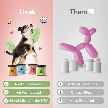 kin+kind Organic Multivitamin for Dogs &amp; Cats - Pet Supplement for Healthy Skin and Coat - Safe, Natural Formula with Wheatgrass, Kelp, Seaweed and Coconut - Made in USA - 8 oz (Large)