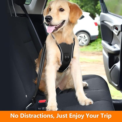 Dog Seat Belt Harness for Car, Dog Car Harness Adjustable Mesh Breathable &amp; Dogs Seatbelt Safety Tether with Elastic Bungee for Small Medium Large Pets(Carbon Black, S)