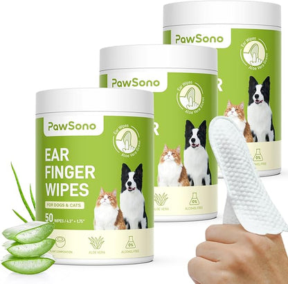 Dog Ear Finger Wipes for Dogs &amp; Cats, 150 Count