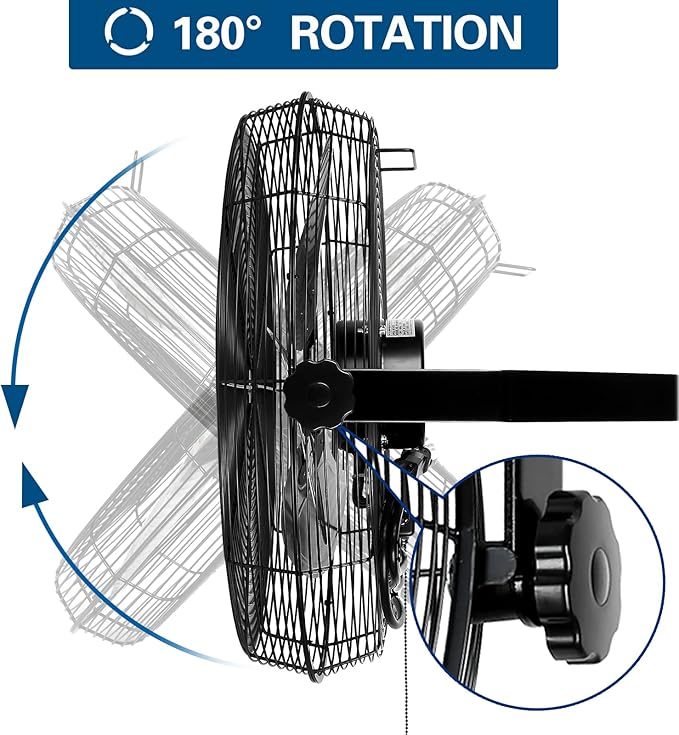 BILT HARD 4600 CFM 20 in. Industrial Wall Mount Fan, 3-Speeds High Velocity Wall Fan with Sealed Motor, Heavy Duty Metal Barn Fans for Garage, Commercial, Greenhouse, Warehouse &amp; Shop Use