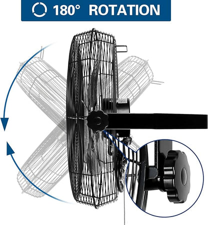 BILT HARD 4600 CFM 20 in. Industrial Wall Mount Fan, 3-Speeds High Velocity Wall Fan with Sealed Motor, Heavy Duty Metal Barn Fans for Garage, Commercial, Greenhouse, Warehouse &amp; Shop Use