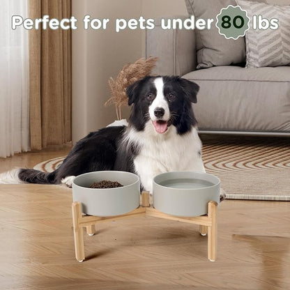 SPUNKYJUNKY Elevated Dog Bowls Ceramic, 7.3&
