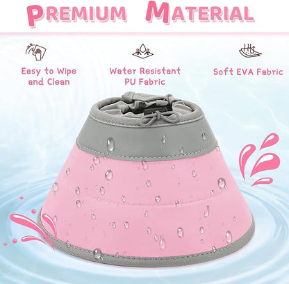 Cat Cone Collar Soft to Stop Licking, Adjustable, Foldable Lightweight Kitten Cones After Surgery Recovery for Cats &amp; Kittens, Cat Cone Alternative (Solid Pink, L)